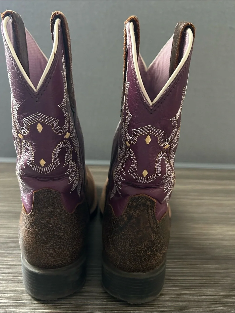 Ariat Tombstone Square Toe Western Boots Youth Size 13 Brown Purple 10015390